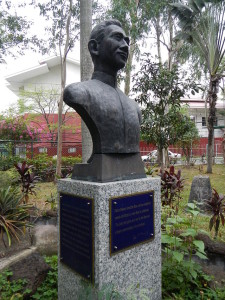 Bust of Fr. John P. Delaney inside the parish grounds