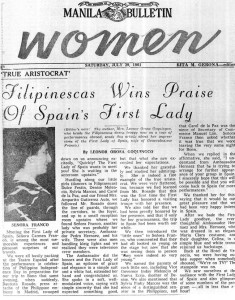 Señora Carmen Franco: Leonor Orosa Goquingco herself pens this article recounting the memorable meeting with Spain’s First Lady.
