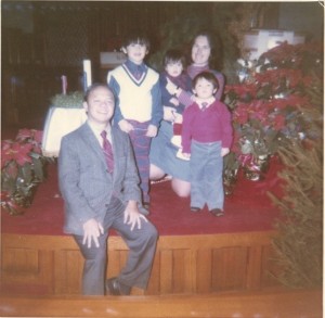 The Santos Family  in 1973.  Harriet is holding toddler Jason.